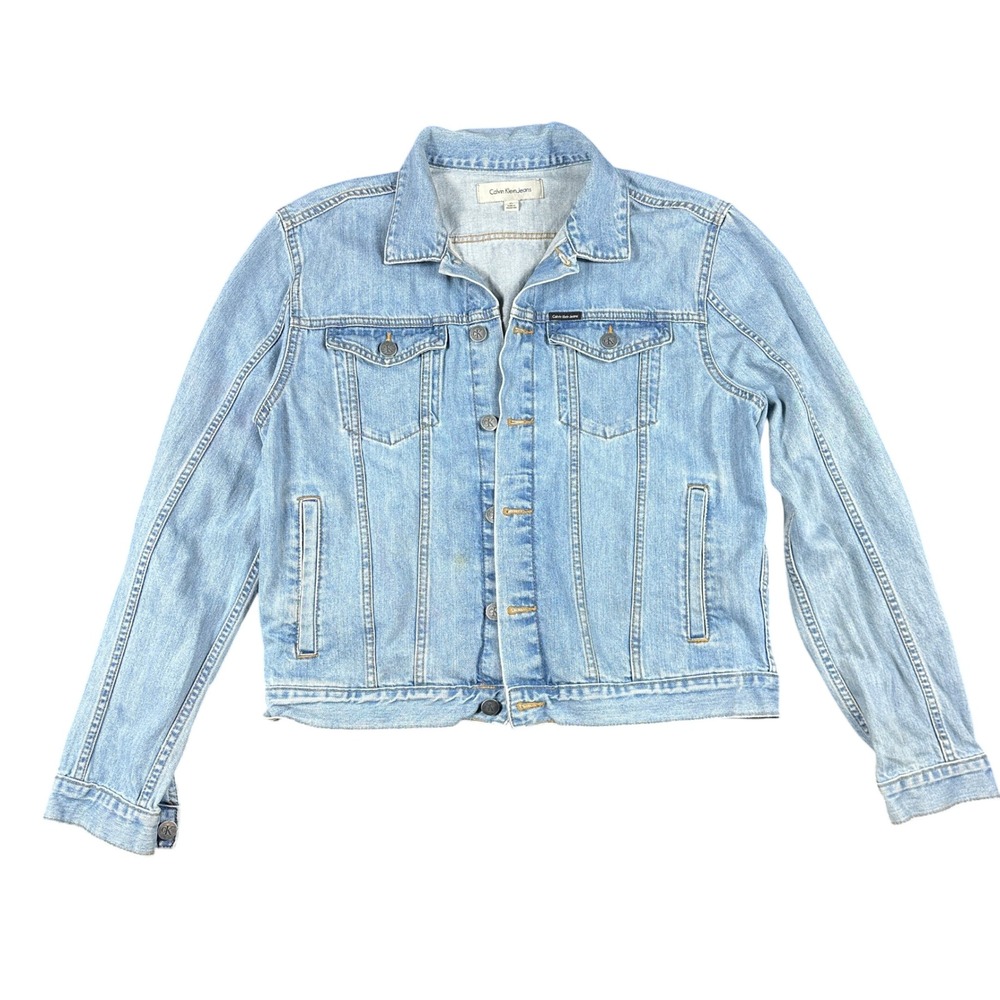 Calvin Klein Jeans Womens XL Light Wash Denim Jacket Y2K Western 41BJ842